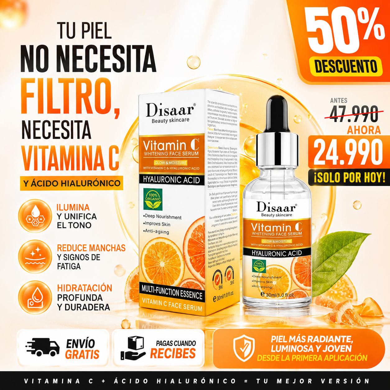 SERUM VITAMINA C CON ACIDO HIALURONICO